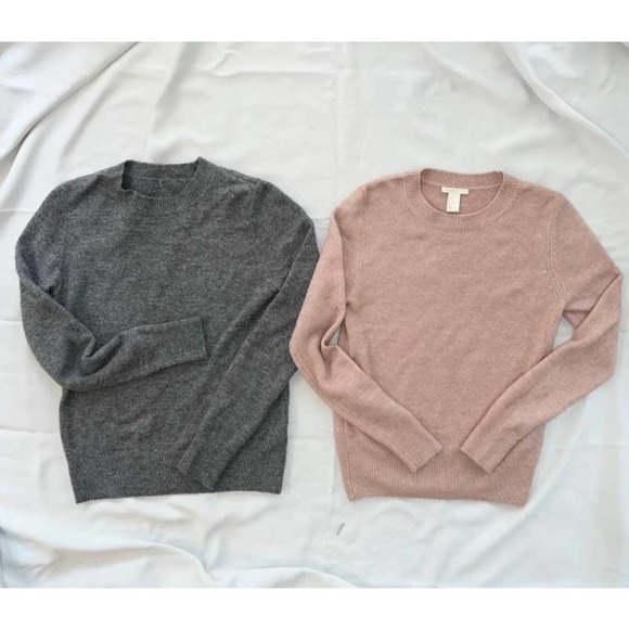 Bundle H&M Long-sleeved crewneck sweaters Gray & Powder Pink XS - Picture 1 of 8